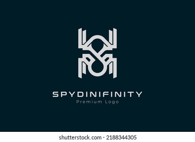 Spider technology Logo design, infinity icon with spider combination, usable for technology, brand and company logo, flat design logo template element