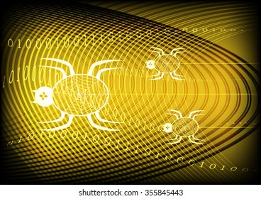 Spider Technology Yellow Gold Background Vector Illustration
