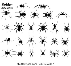 Spider type silhouette vector illustration set
