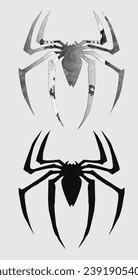 Spider Vector Art Black and white in white background
Spider silhouette isolated on white background. Scary with long paws