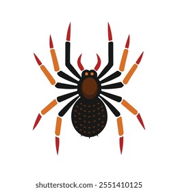 Vektorgrafik der Spinne, Insektenspinne, Tarantelsymbol und Grafiken auf weißem Hintergrund.