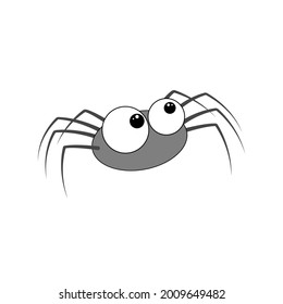 Spider vector. Cute cartoon funny spider with eyes.