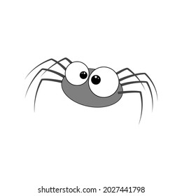 Vector de araña. Caricatura graciosa araña con ojos.