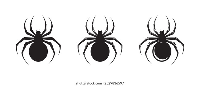 Spider vector icon. Black spider with eight legs