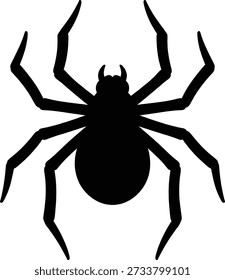 Icono de Vector de araña. Silueta negra de insecto arácnido con ocho patas. Aislado sobre fondo transparente para Diseños web de halloween.