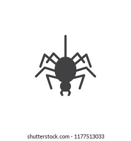 Spider vector icon. filled flat sign for mobile concept and web design. Spider hanging on thread solid icon. Symbol, logo illustration. Pixel perfect vector graphics