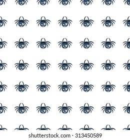 Spider vector icon seamless pattern, tiling ornament on white.