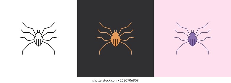 Spider vector icon set. Black and colorful logo template