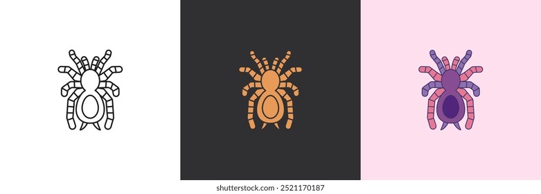 Spider vector icon set. Black and colorful logo template