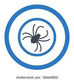 Spider vector icon. Style is bicolor flat rounded symbol, smooth blue colors, rounded angles, white background.
