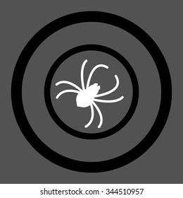 Spider vector icon. Style is bicolor flat rounded symbol, black and white colors, rounded angles, gray background.