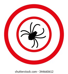 Spider vector icon. Style is bicolor flat rounded symbol, intensive red and black colors, rounded angles, white background.