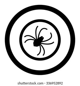 Spider vector icon. Style is flat rounded symbol, black color, rounded angles, white background.
