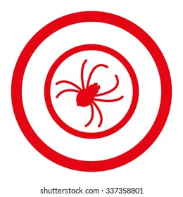 Spider vector icon. Style is flat rounded symbol, red color, rounded angles, white background.