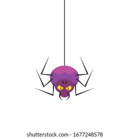 Ilustración vectorial de araña, araña de Halloween al estilo de dibujos animados, aislada en fondo blanco