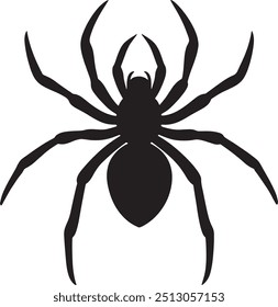 Ilustração do vetor de aranha em um estilo plano. Um inseto venenoso e perigoso. Desenho animado preto aranha assustadora isolado em um fundo branco.