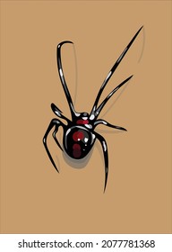 Araña. Ilustración vectorial de una araña tridimensional. Artropodo. Color. Dibujo.