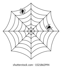 Spider vector isolated. Black background. Spooky decoration element. Scary spider web background. Nature design. Insect collection. Spooky halloween silhouette. Web icon.