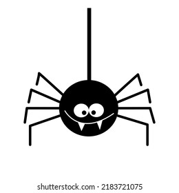 Spider vector isolated. Halloween cartoon, web.