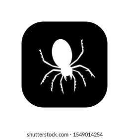 spider - vector logo icon for web. white on black. Minimalistic cartoon style.