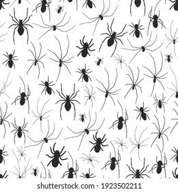 Spider vector seamless pattern on a white background.