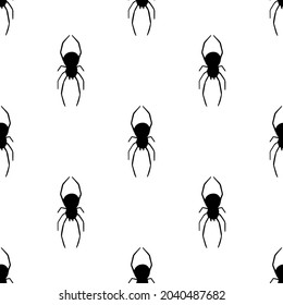 Spider vector seamless pattern on a white background. Halloween backgrounds and textures. For holiday design, greeting card, wrap, web