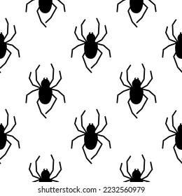 Spider vector seamless pattern on a white background. Insect pattern print on textiles, paper, wrapping paper theme