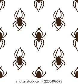 Spider vector seamless pattern on a white background. Insect pattern print on textiles, paper, wrapping paper theme