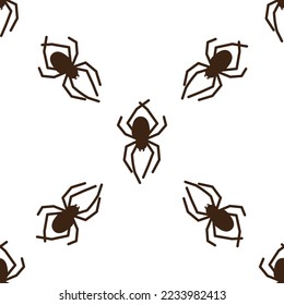 Spider vector seamless pattern on a white background. Insect pattern print on textiles, paper, wrapping paper theme