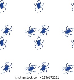 Spider vector seamless pattern on a white background. Insect pattern print on textiles, paper, wrapping paper theme