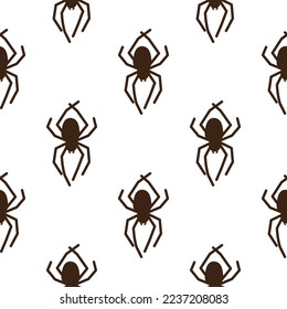 Spider vector seamless pattern on a white background. Insect pattern print on textiles, paper, wrapping paper theme