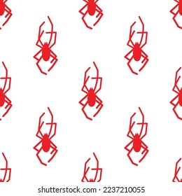Spider vector seamless pattern on a white background. Insect pattern print on textiles, paper, wrapping paper theme