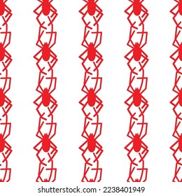 Spider vector seamless pattern on a white background. Insect pattern print on textiles, paper, wrapping paper theme