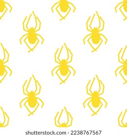 Spider vector seamless pattern on a white background. Insect pattern print on textiles, paper, wrapping paper theme