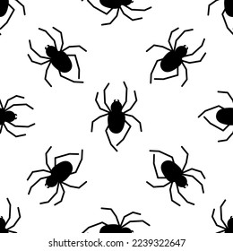 Spider vector seamless pattern on a white background. Insect pattern print on textiles, paper, wrapping paper theme