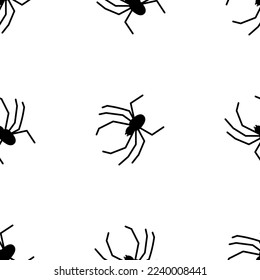 Spider vector seamless pattern on a white background. Insect pattern print on textiles, paper, wrapping paper theme