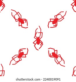 Spider vector seamless pattern on a white background. Insect pattern print on textiles, paper, wrapping paper theme