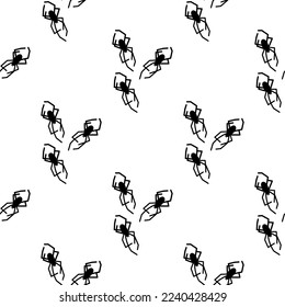 Spider vector seamless pattern on a white background. Insect pattern print on textiles, paper, wrapping paper theme