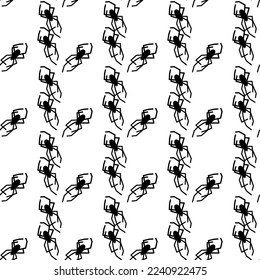 Spider vector seamless pattern on a white background. Insect pattern print on textiles, paper, wrapping paper theme