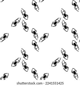Spider vector seamless pattern on a white background. Insect pattern print on textiles, paper, wrapping paper theme