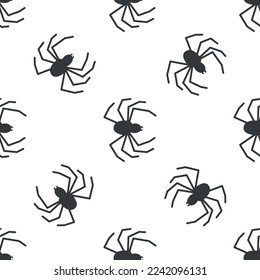 Spider vector seamless pattern on a white background. Insect pattern print on textiles, paper, wrapping paper theme