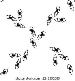 Spider vector seamless pattern on a white background. Insect pattern print on textiles, paper, wrapping paper theme