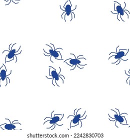 Spider vector seamless pattern on a white background. Insect pattern print on textiles, paper, wrapping paper theme