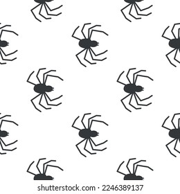 Spider vector seamless pattern on a white background. Insect pattern print on textiles, paper, wrapping paper theme