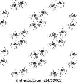Spider vector seamless pattern on a white background. Insect pattern print on textiles, paper, wrapping paper theme