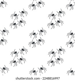 Spider vector seamless pattern on a white background. Insect pattern print on textiles, paper, wrapping paper theme