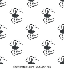 Spider vector seamless pattern on a white background. Insect pattern print on textiles, paper, wrapping paper theme