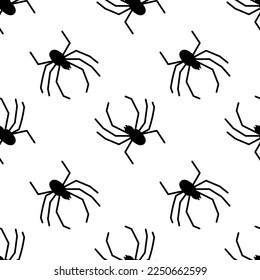 Spider vector seamless pattern on a white background. Insect pattern print on textiles, paper, wrapping paper theme
