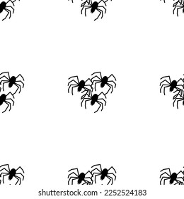 Spider vector seamless pattern on a white background. Insect pattern print on textiles, paper, wrapping paper theme