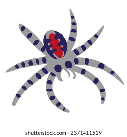 araña en vector. silueta de una araña estilizada con rayas y patrones. Tarantula, arácnido, insecto, criatura peligrosa. Plantilla para el icono del cartel del logotipo para el sitio web de la aplicación. 